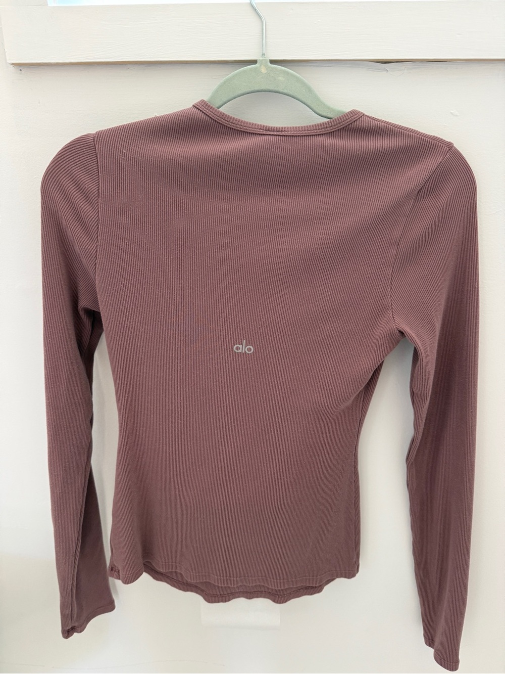 ALO Yoga Modal Long Sleeve Ribbed Tee in Smoky Quartz - Picture 3 of 3